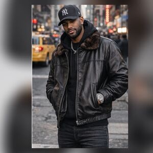 Men’s Mahogany Brown Reversible Real Full Skin Mink Fur Warm Winter Coat